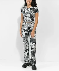 Broken Promises Mixed Media Black & White Flare Pants
