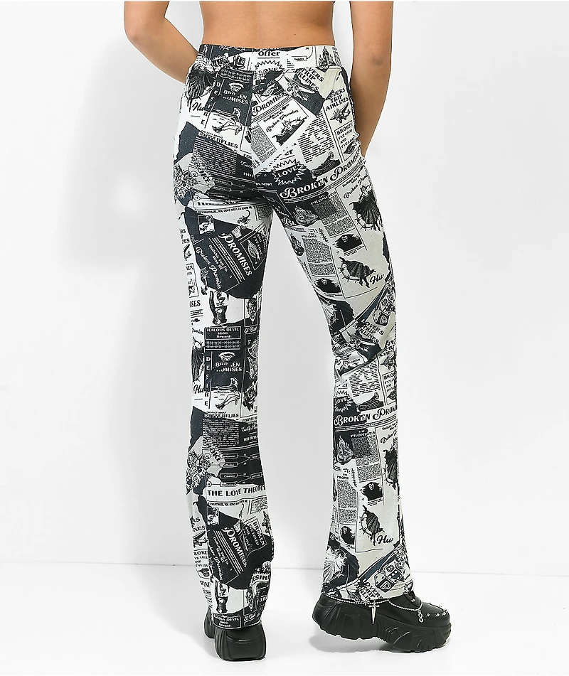 Broken Promises Mixed Media Black & White Flare Pants