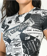 Broken Promises Mixed Media Crop T-Shirt