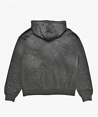 Broken Promises Momentum Rhinestone Grey Wash Zip Hoodie