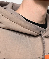 Broken Promises Moon Howler Brown Wash Hoodie