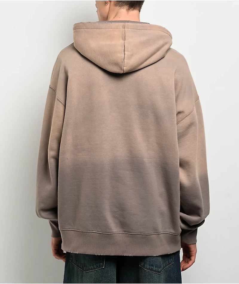 Broken Promises Moon Howler Brown Wash Hoodie