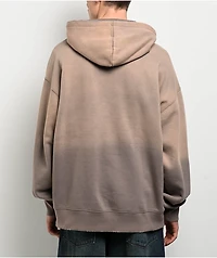 Broken Promises Moon Howler Brown Wash Hoodie