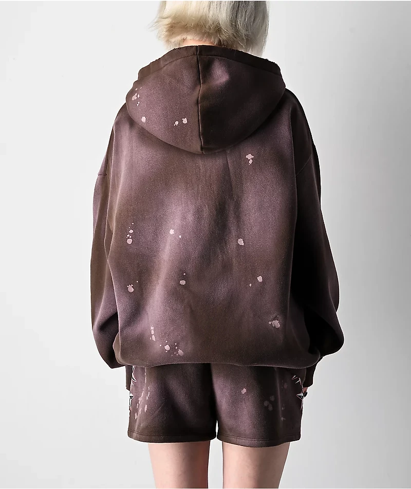 Broken Promises Nautty Brown Wash Hoodie