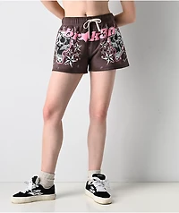 Broken Promises Nautty Brown Wash Sweat Shorts