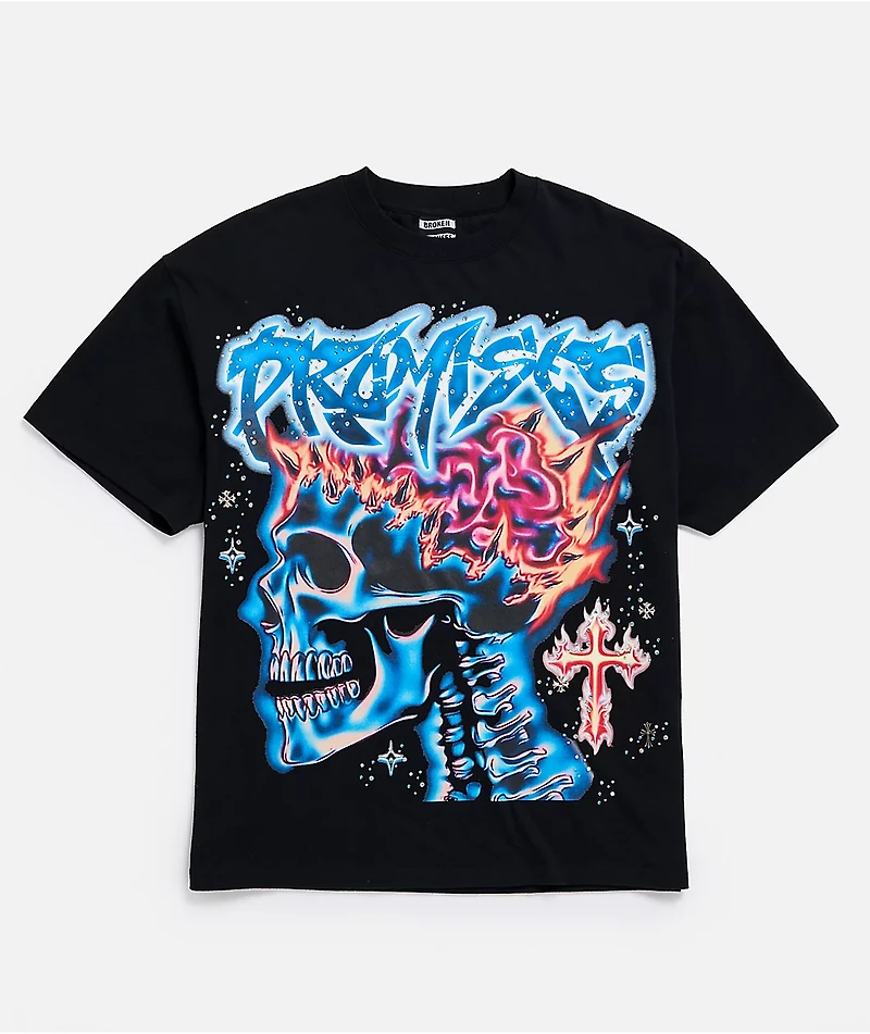 Broken Promises Numbskull Rhinestone Black T-Shirt