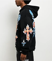 Broken Promises Numskull Rhinestone Black Zip Hoodie