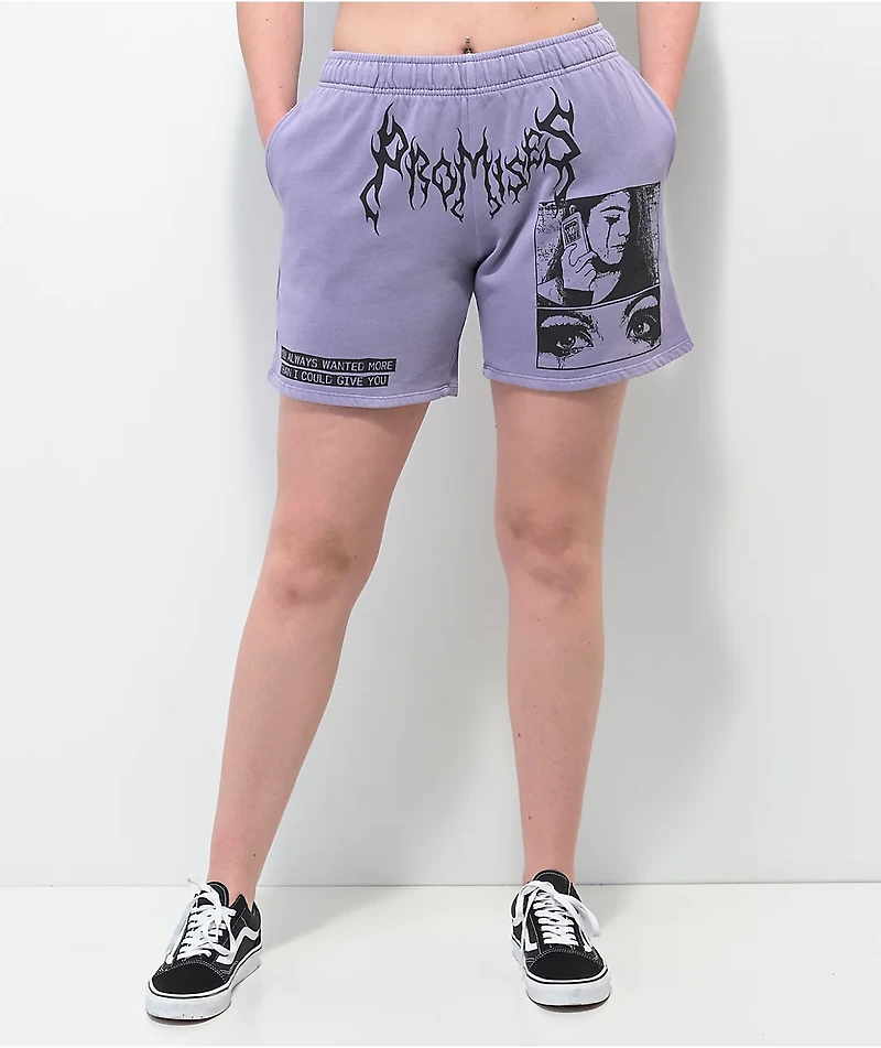 Broken Promises Okay To Cry Purple Sweat Shorts