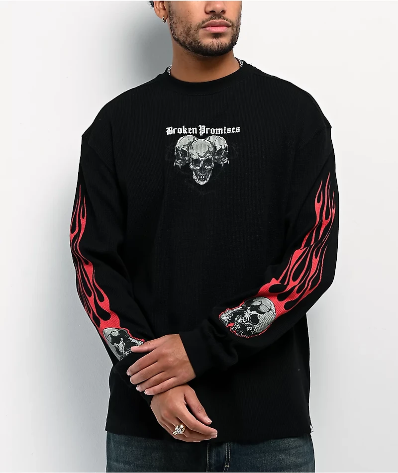 Broken Promises Outlaws Den Black Thermal Long Sleeve T-Shirt