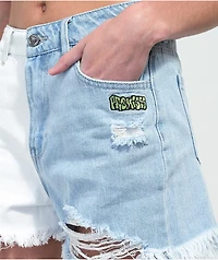 Broken Promises Outsider Split Light Blue Denim Shorts