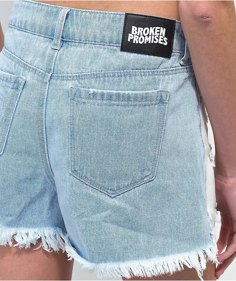 Broken Promises Outsider Split Light Blue Denim Shorts