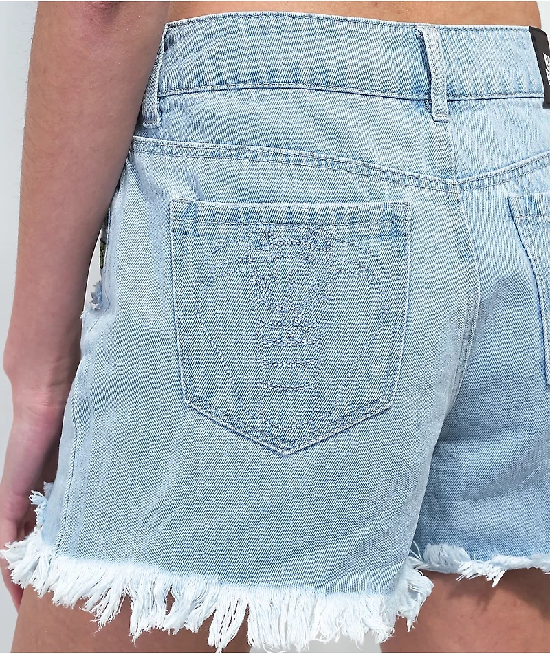 Broken Promises Outsider Split Light Blue Denim Shorts