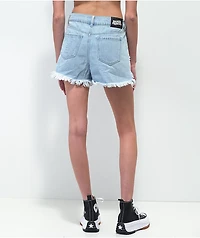 Broken Promises Outsider Split Light Blue Denim Shorts
