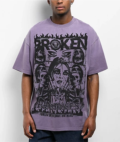 Broken Promises Paranoid Purple Wash Oversized T-Shirt