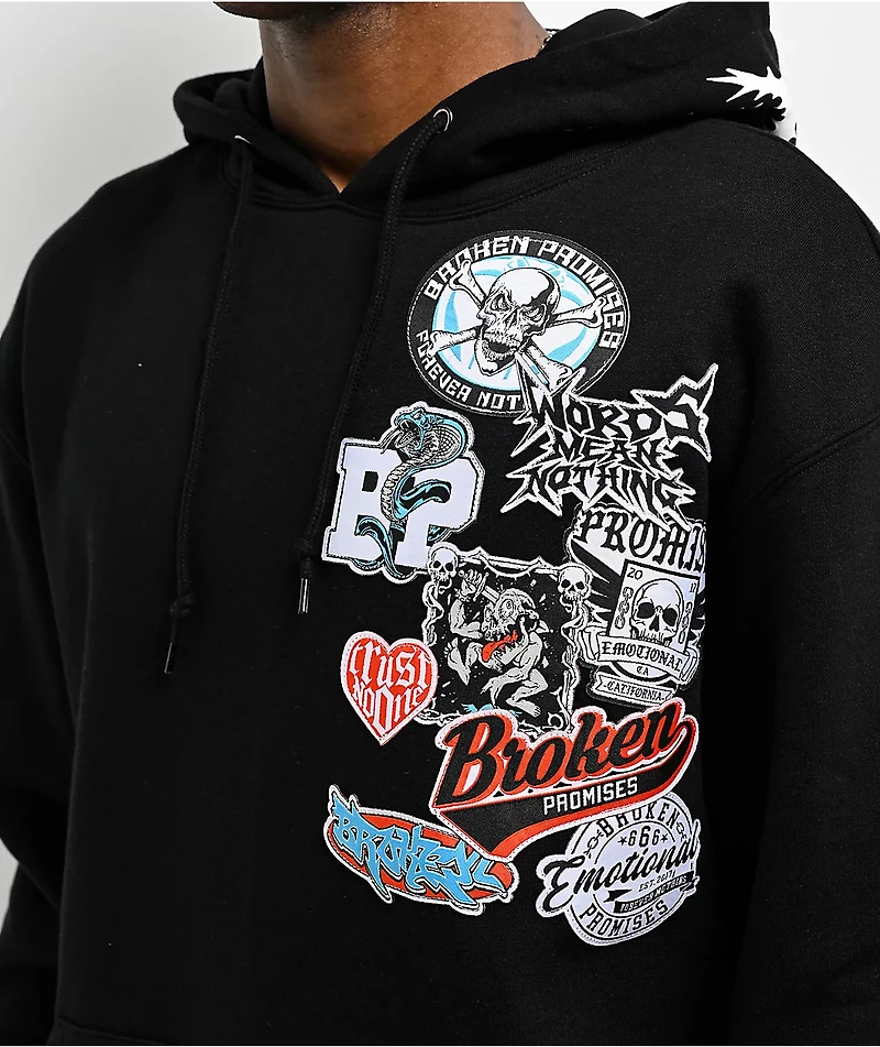 Broken Promises Patched Up Black Hoodie