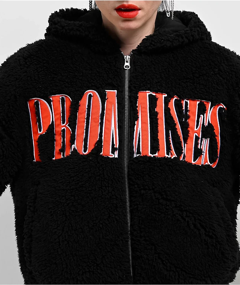 Broken Promises Pegasus Black Sherpa Zip Hoodie