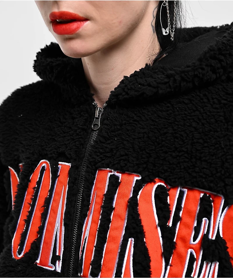 Broken Promises Pegasus Black Sherpa Zip Hoodie