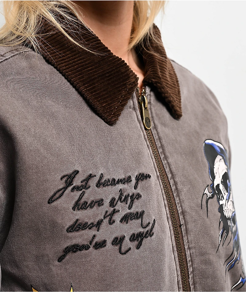Broken Promises Poetry Brown Work Jacket
