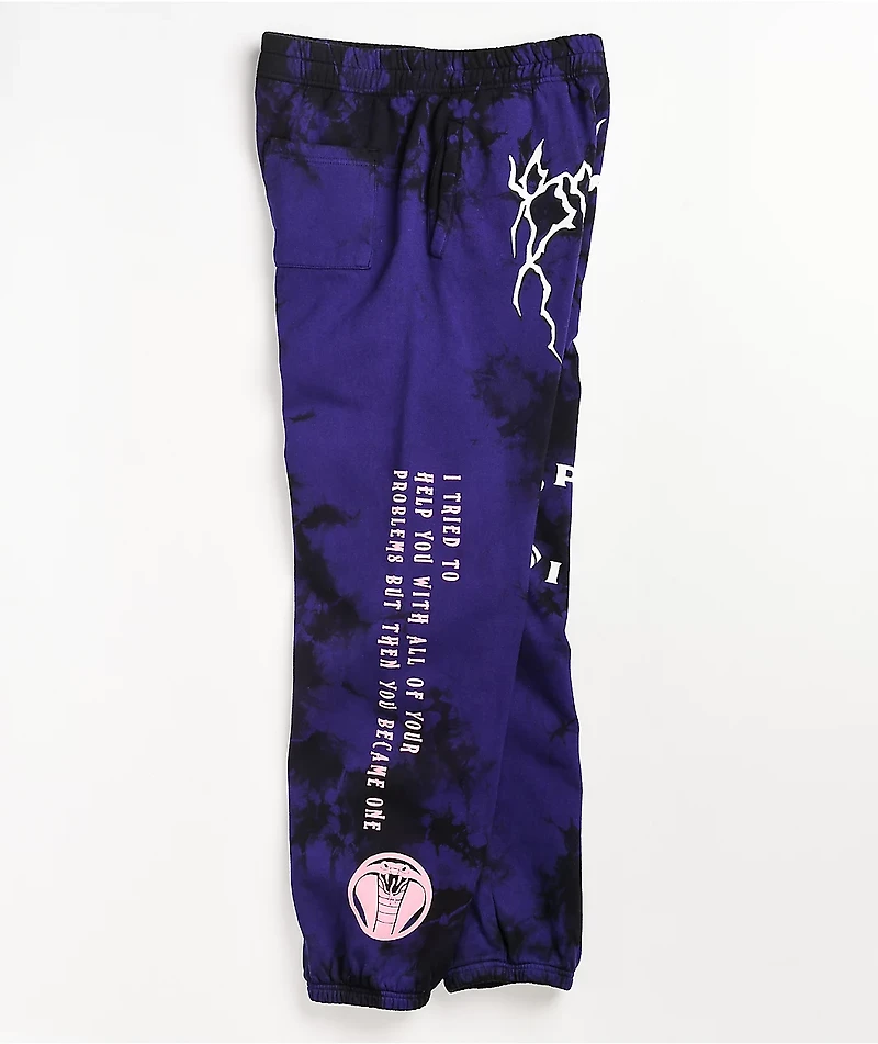 Broken Promises Problems Purple & Black Tie Dye Sweatpants
