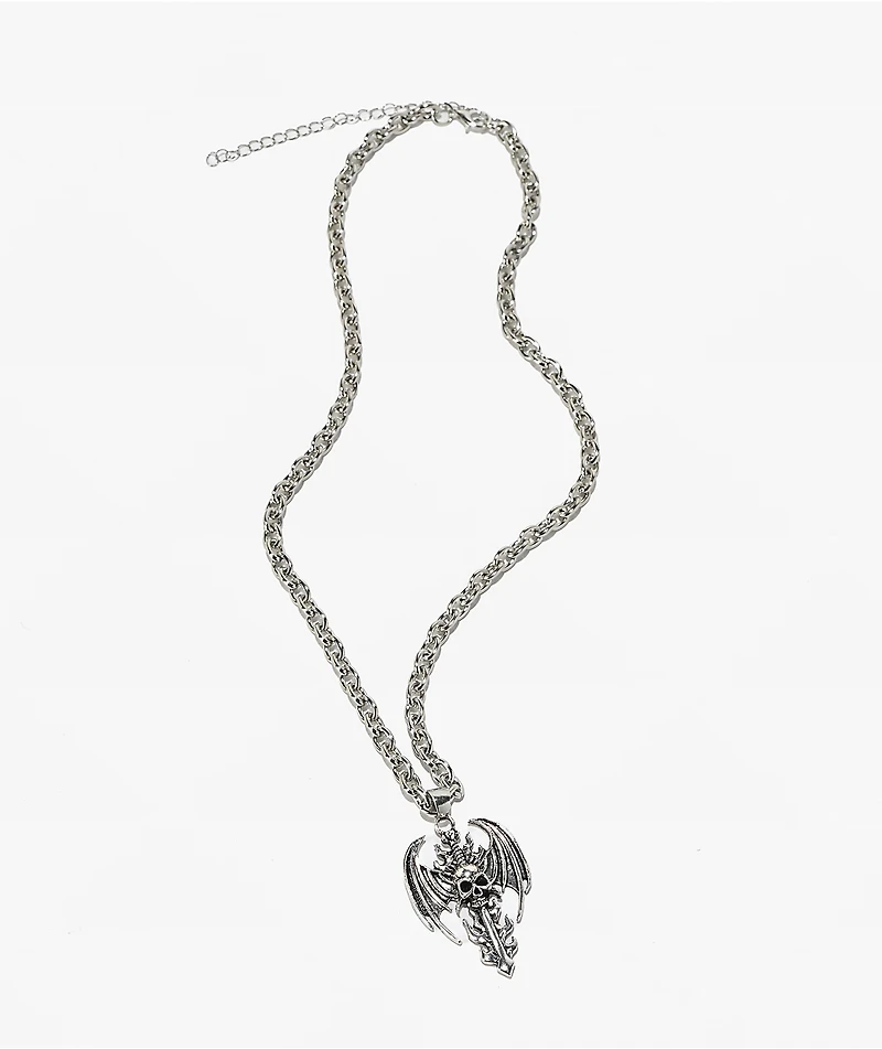 Broken Promises Purgatory Cross 22" Silver Necklace