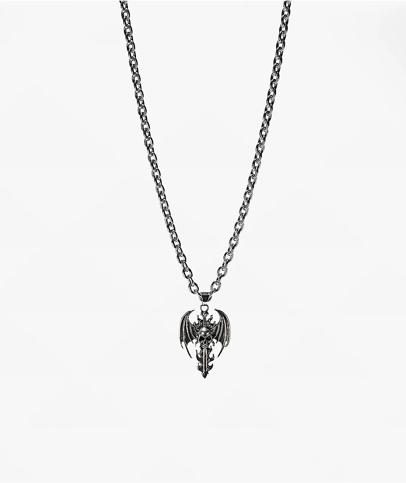 Broken Promises Purgatory Cross 22" Silver Necklace