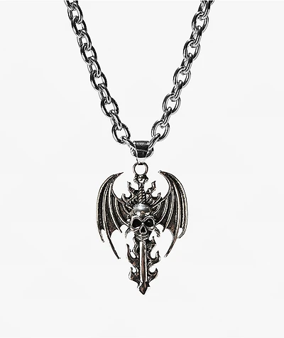 Broken Promises Purgatory Cross 22" Silver Necklace