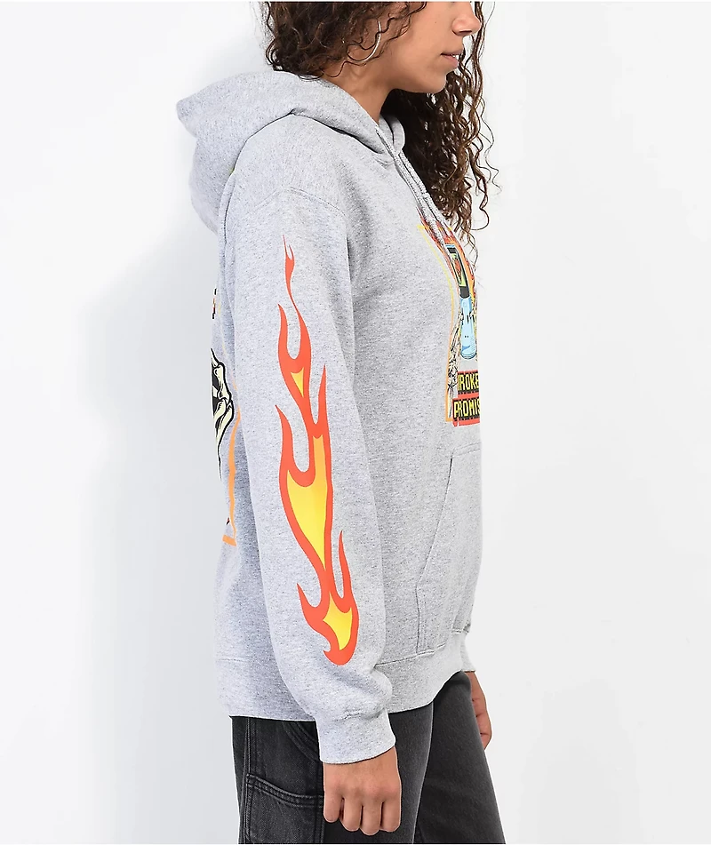 Broken Promises Pushing My Buttons Grey Hoodie