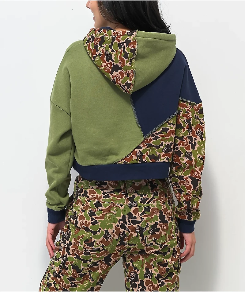 Broken Promises Reaper Camo Patchwork Crop Hoodie