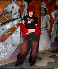 Broken Promises Redrum Red & Black Faux Fur Skully Beanie