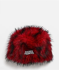 Broken Promises Redrum Red & Black Faux Fur Skully Beanie
