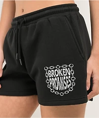 Broken Promises Repetition Black Sweat Shorts