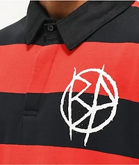 Broken Promises Riot Red & Black Stripe Rugby Shirt