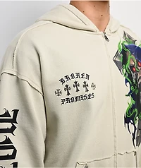 Broken Promises Ritual Natural Boxy Zip Hoodie