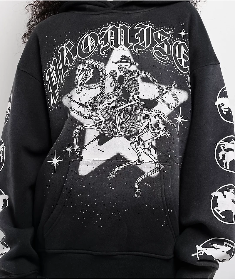 Broken Promises Rodeo Star Black Wash Hoodie