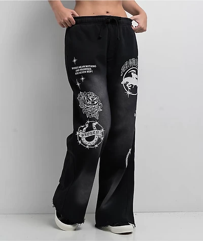 Broken Promises Rodeo Star Black Wash Sweatpants