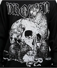 Broken Promises Rot Away Black Distressed Sweater