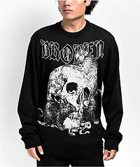 Broken Promises Rot Away Black Distressed Sweater