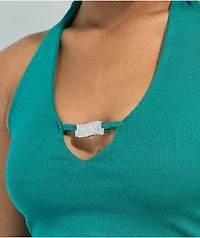 Broken Promises Salvage Blue Halter Top