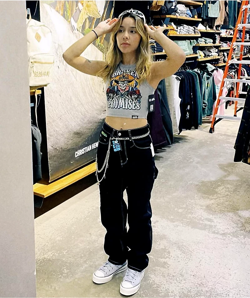 Broken Promises Scarecrow Grey Ribbed Crop Tank Top