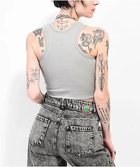Broken Promises Scarecrow Grey Ribbed Crop Tank Top