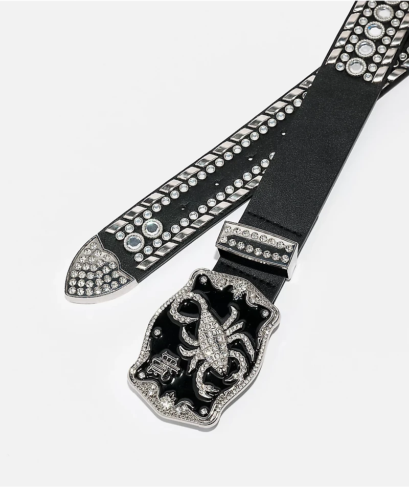 Broken Promises Scorpion Rhinestone Black Belt