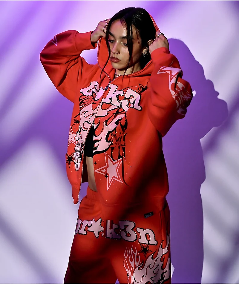 Broken Promises Shooting Star Red Body Bag Zip Hoodie