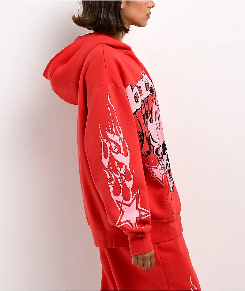 Broken Promises Shooting Star Red Body Bag Zip Hoodie