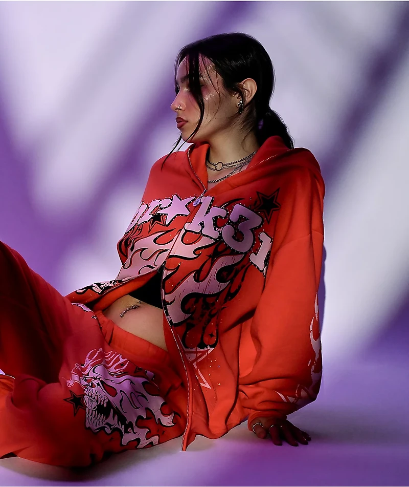 Broken Promises Shooting Star Red Body Bag Zip Hoodie