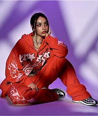 Broken Promises Shooting Star Rhinestone Red Sweatpants