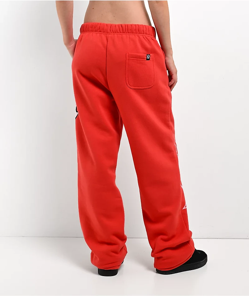 Broken Promises Shooting Star Rhinestone Red Sweatpants