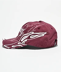 Broken Promises Shred Dark Red Wash Strapback Hat