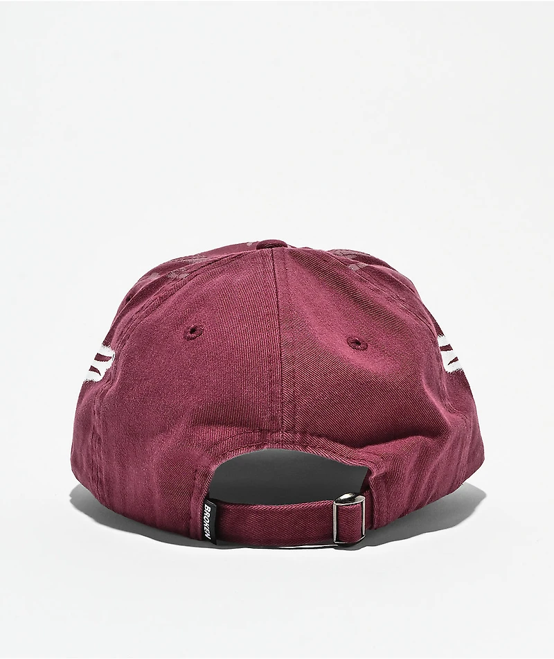 Broken Promises Shred Dark Red Wash Strapback Hat