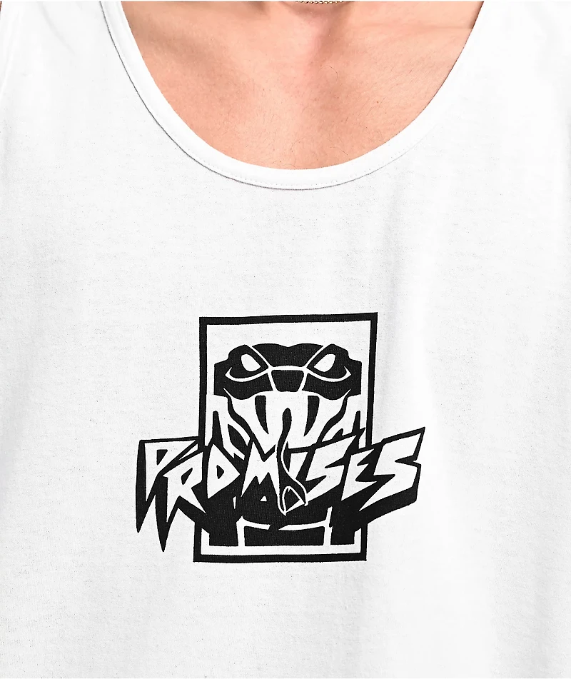 Broken Promises Shredded White Tank Top