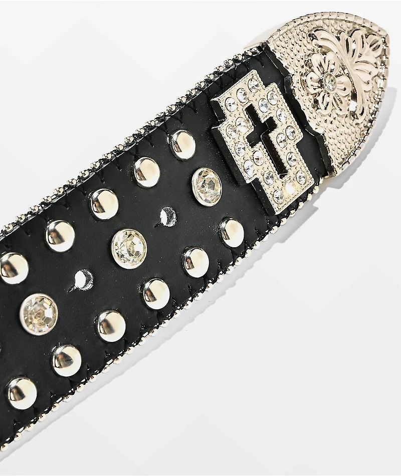 Broken Promises Shriek Rhinestone Black Belt